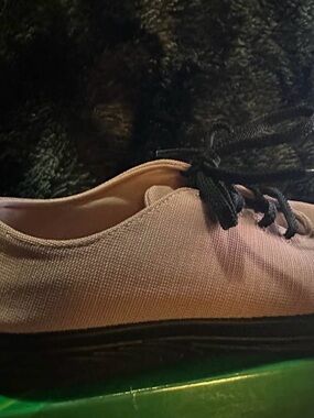easy street Women's Canvas Lace-Up Sneakers in Light Pink with Black Laces